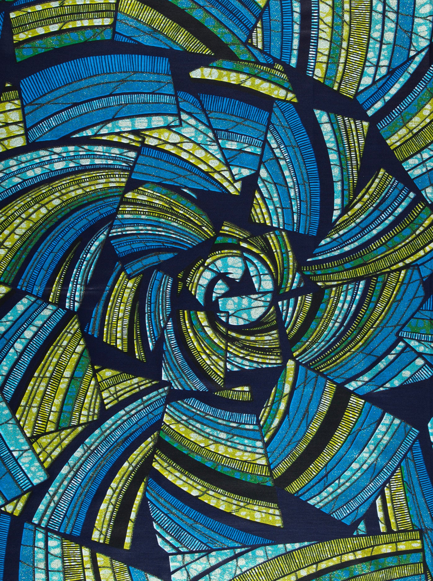 Abstract blue and green patterned fabric of Grand Super-Wax African fabric VLS6605.008