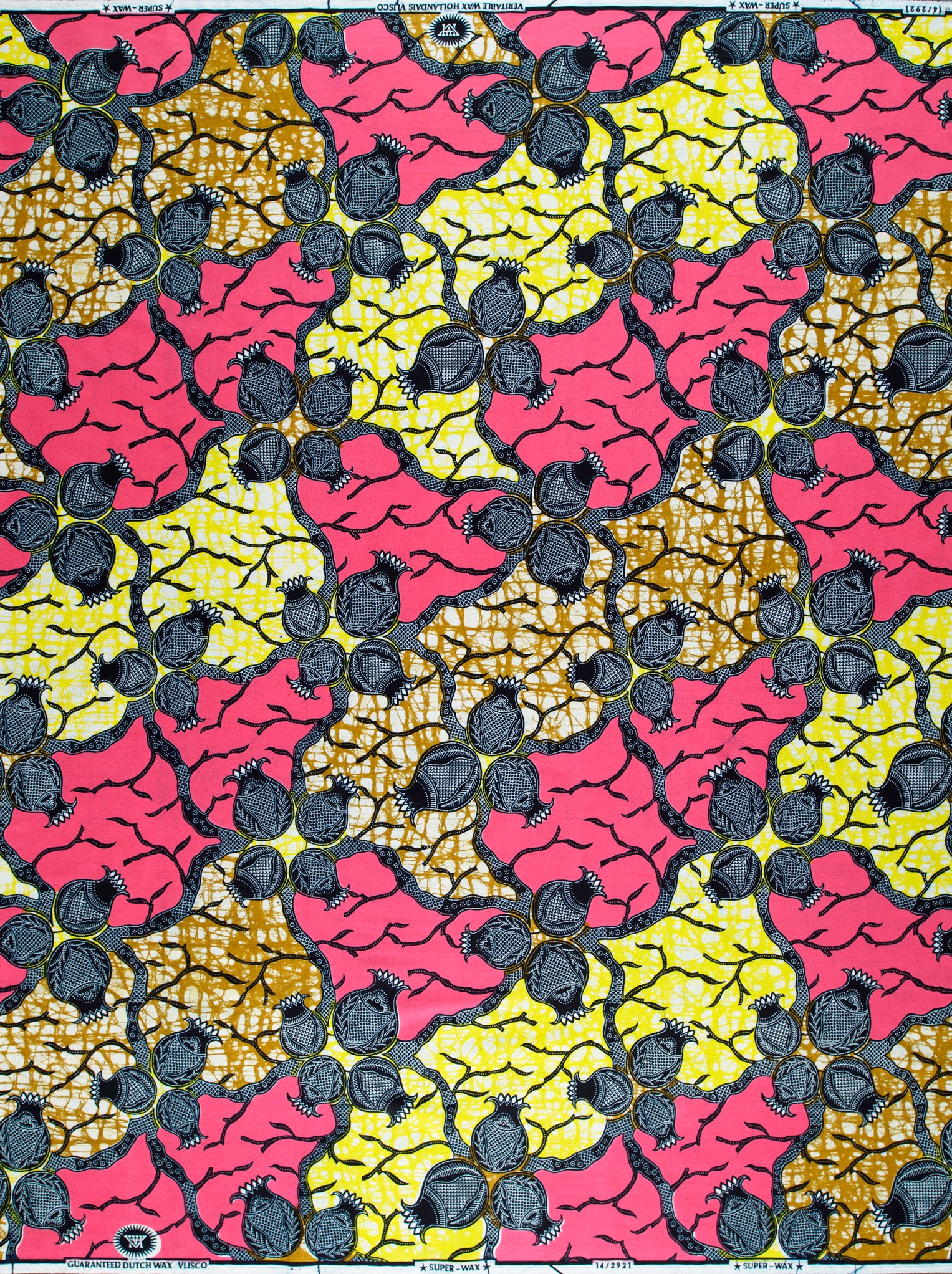 Colorful patterned fabric with expressive design and bubble effect from Super-Wax VL02921.281 Onion