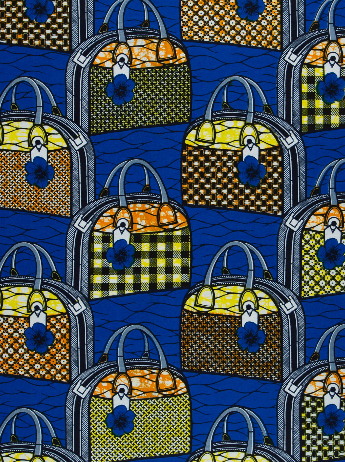 Colorful handbag pattern featuring expressive design with bubble effect on Super-Wax VLA1106.100