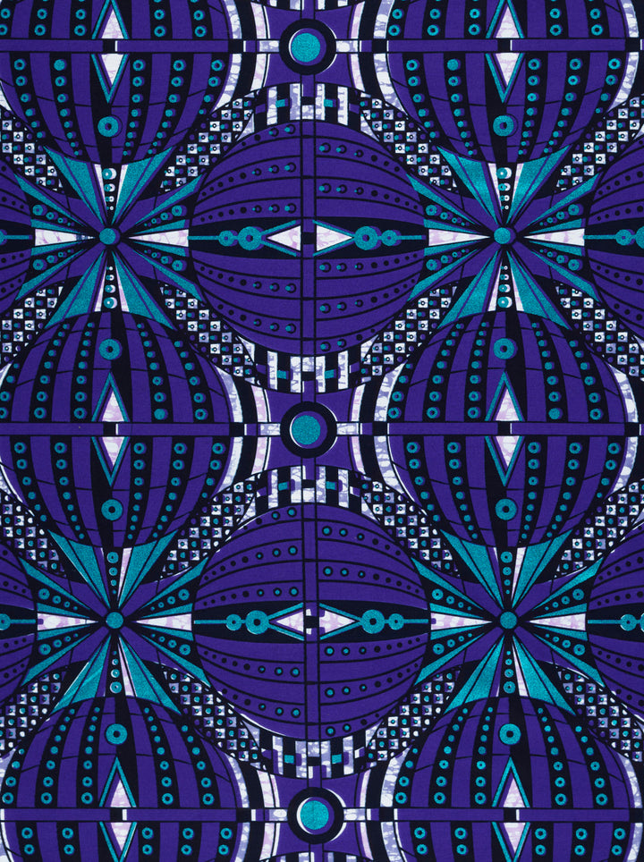 Abstract geometric fabric pattern with bubble effect in Super-Wax VLS2804.003 Blue Embellished