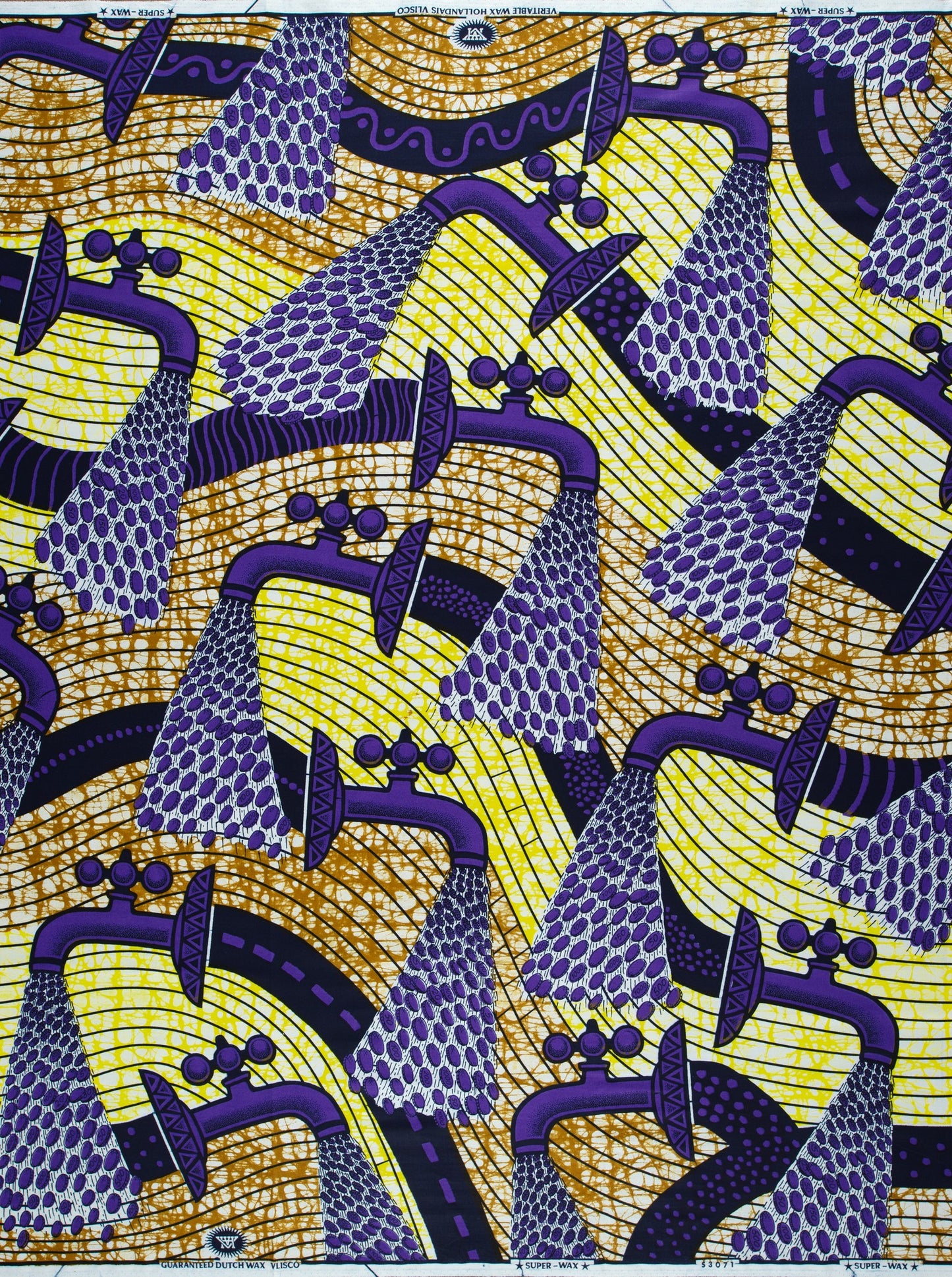 African Wax Print Fabric with Faucet Motif in Expressive Design and Bubble Effect