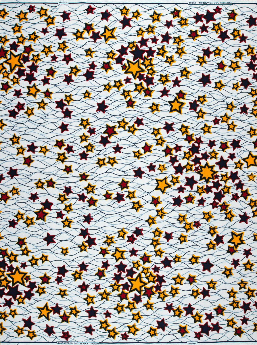 Star-patterned Wax Hollandais fabric, VL00954.140, featuring vibrant African design